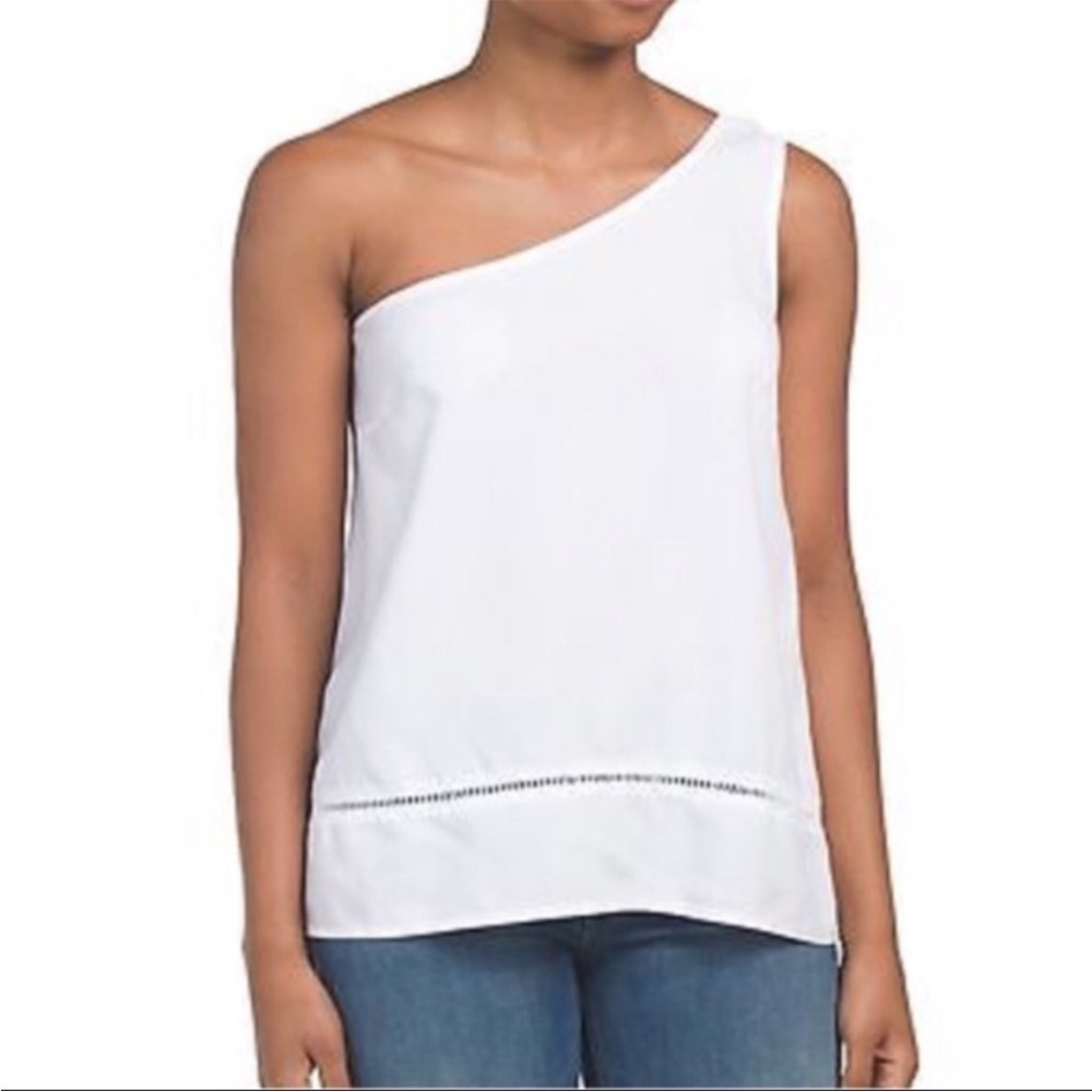 Cloth & Stone One Shoulder Lightweight Lyocell Top | White | Small